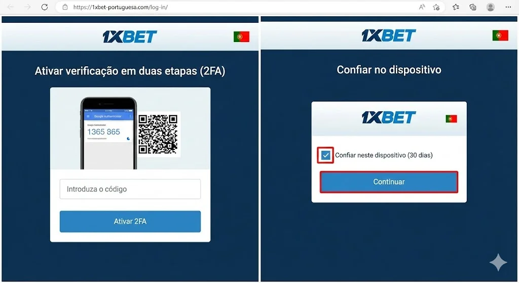 Ativar verificação em duas etapas (2FA) e confiar no dispositivo