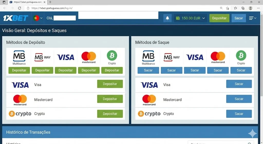 Após login: depósitos/saques (visão geral)